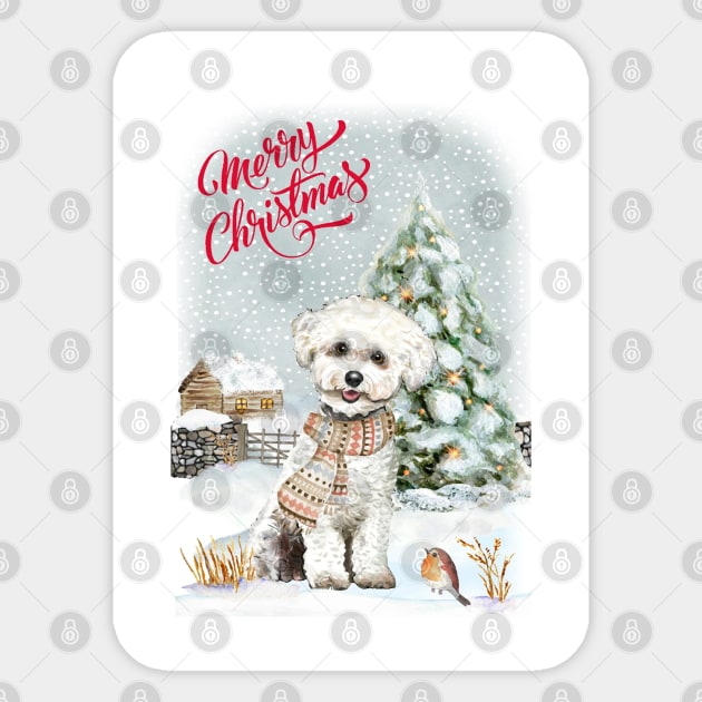 Bichon Frise Merry Christmas Santa Dog Sticker by Puppy Eyes